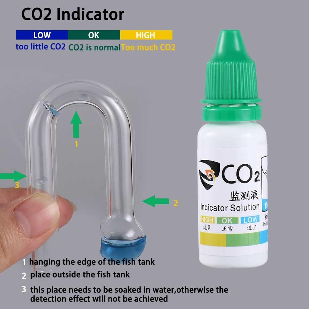 Glass Co2 Drop Checker - Tester per acquario per piante acquatiche,